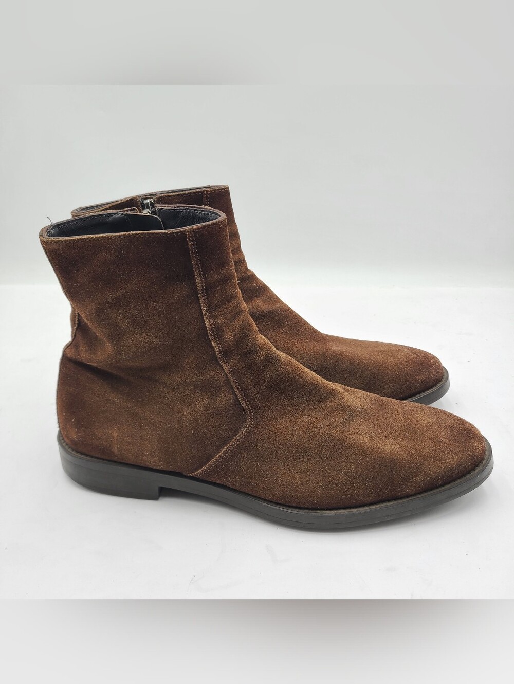B41 TO BOOT NEW YORK MULLER Brown Suede Side Zip Boots Mens Size 8.5